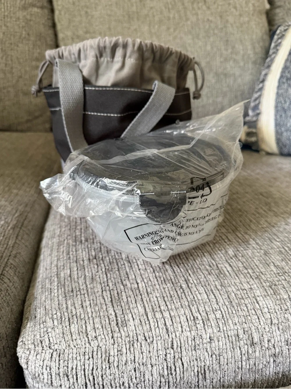 Two-Tone Brown & Gray Canvas Tote Bag